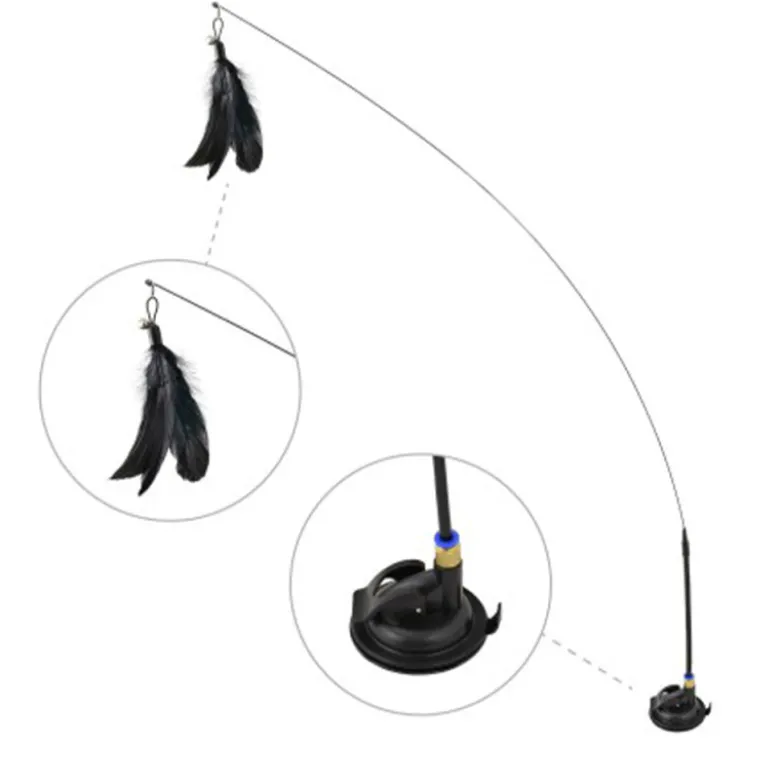 Caña con Ventosa y Pluma 97cm para Gatos