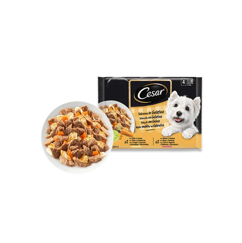 Cesar Multipack Selección Carne con Verduras en Gelatina 4 x 100g