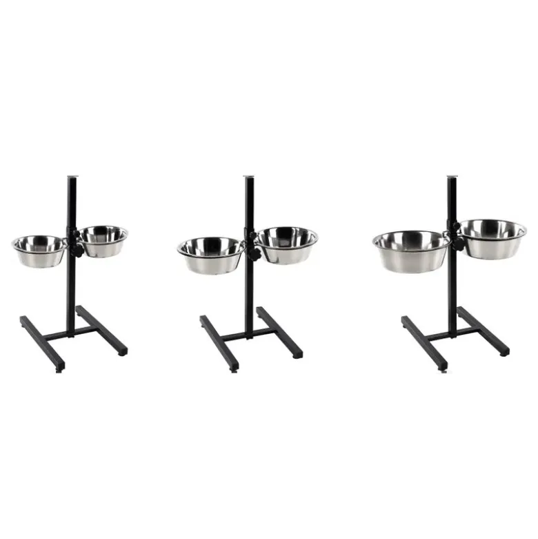 Comedero Otis Doble con Soporte Alto Inoxidable