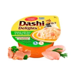 Dashi Delight Sabor Pollo con Atún y Vieira para Gatos 70g