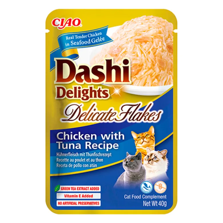 Dashi Delights Delicate Flakes Pollo con Atún para Gatos 40g