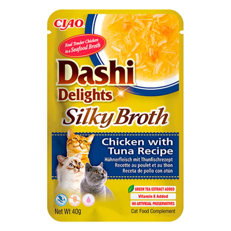 Dashi Delights Silky Broth Pollo con Atún para Gatos 40g