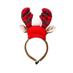 Diadema Navideña de Reno con Gorro para Perro