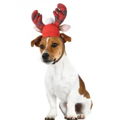 Diadema Navideña de Reno con Gorro para Perro
