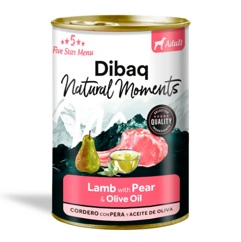 Dibaq Natural Moments Cordero con Pera para Perros Lata 380g