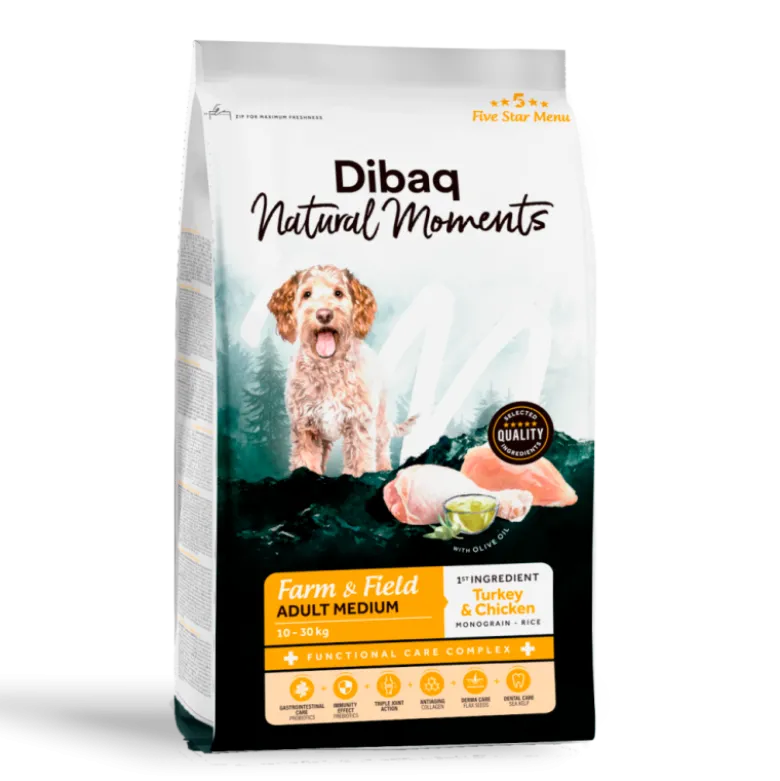 Dibaq Natural Moments Farm & Field Adulto Medium Pavo y Pollo
