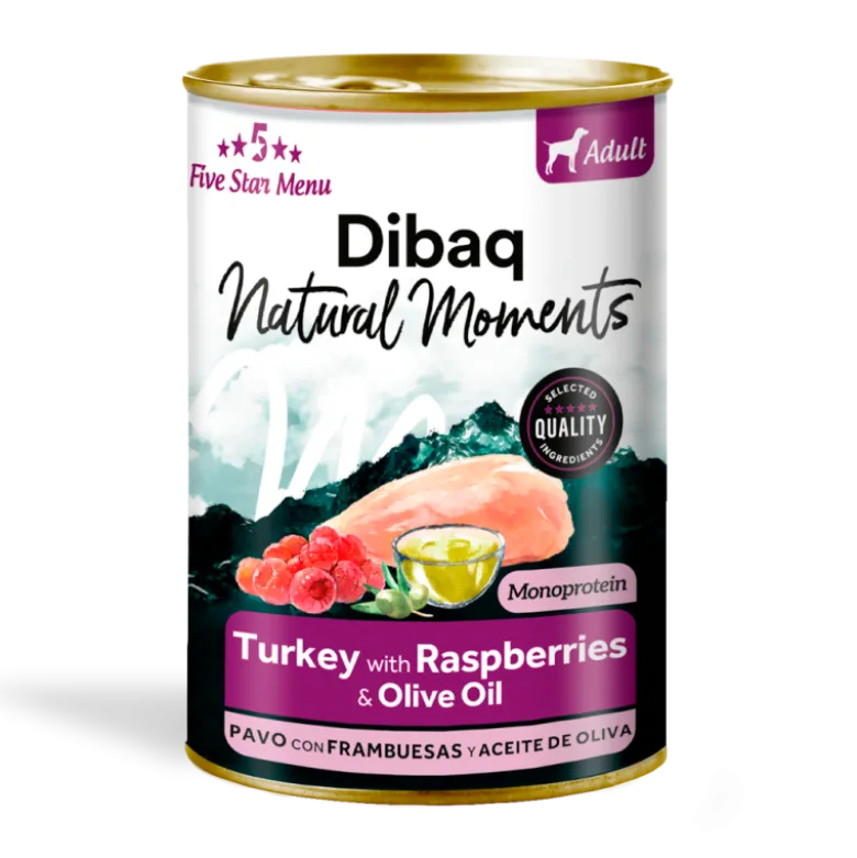 Dibaq Natural Moments Monoprotein Pavo con Frambuesas 380g