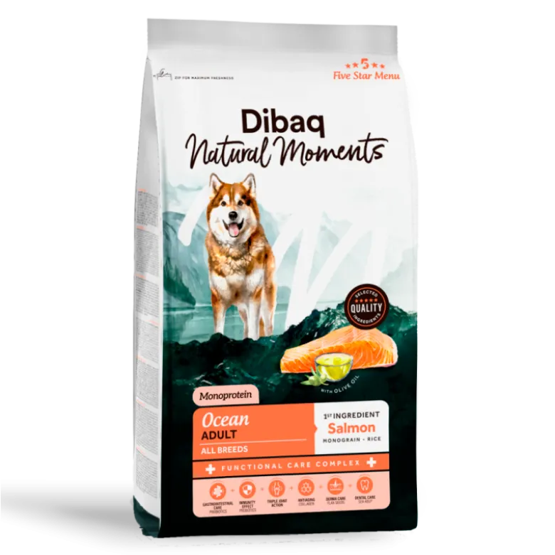Dibaq Natural Moments Monoprotein Ocean Salmón para Perros