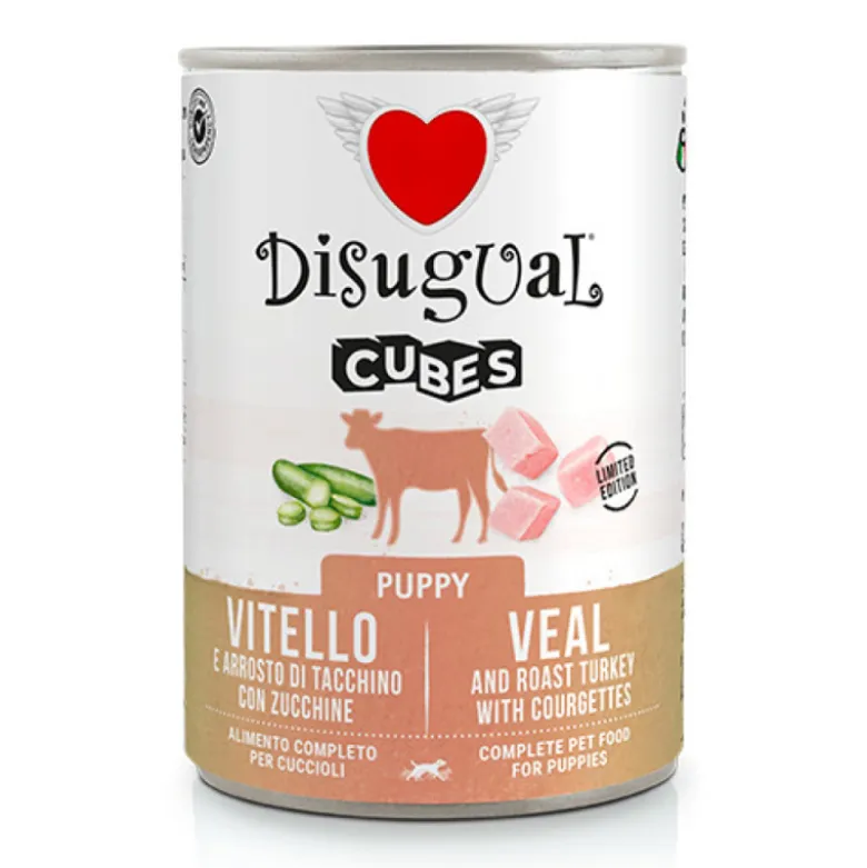 Disugual Cubes Speck Puppy de Ternera y Pavo Asado con Calabacines para Perro