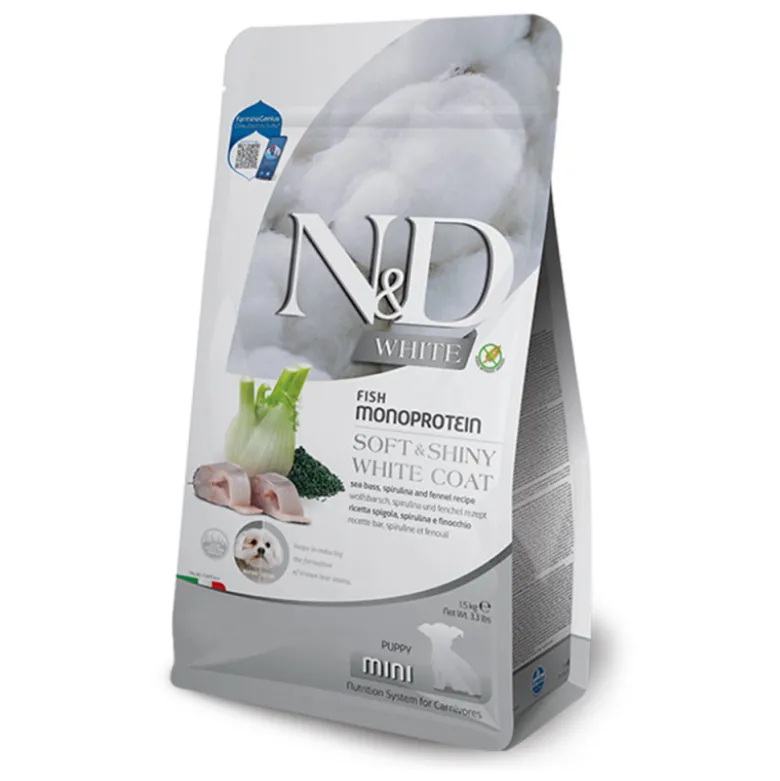 Farmina N&D White Lubina y Spirulina Mini Puppy para Perros