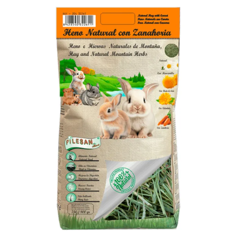 Heno Natural Pilesan con Zanahoria para Roedores y Conejos