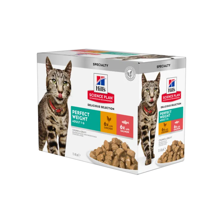 Hills Science Plan Feline Perfect Weight MultiPack Pollo y Salmón 12x85g