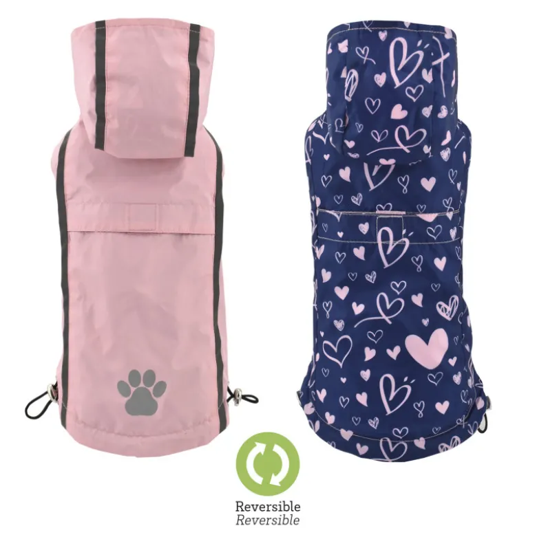 Impermeable Reversible Rosa Love para Perros