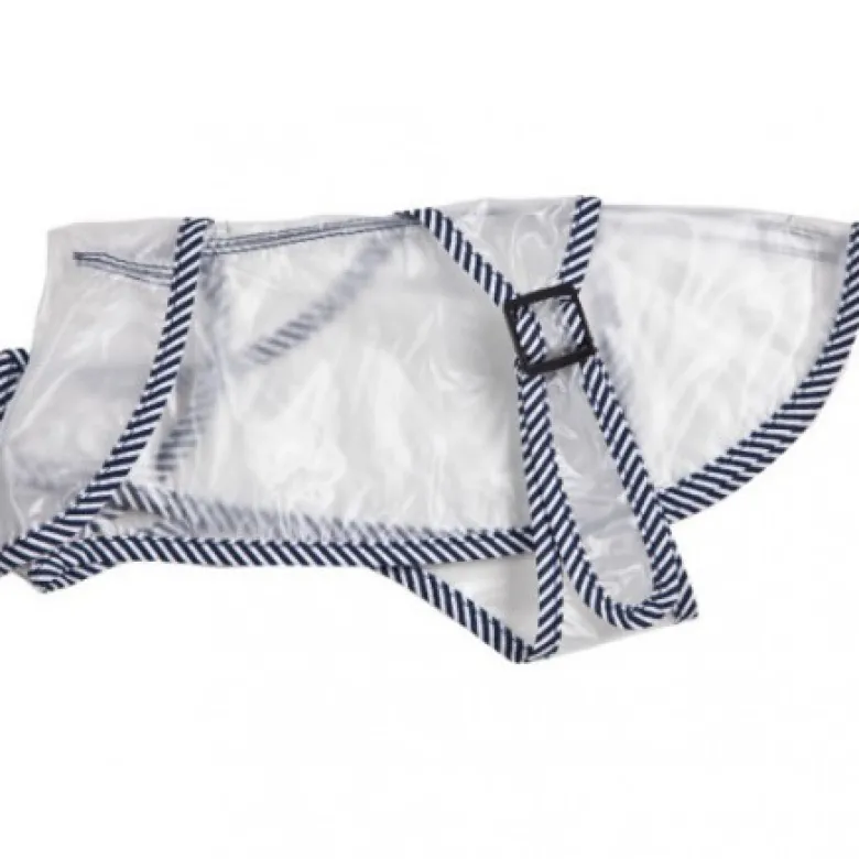 Impermeable transparente con filo a rayas