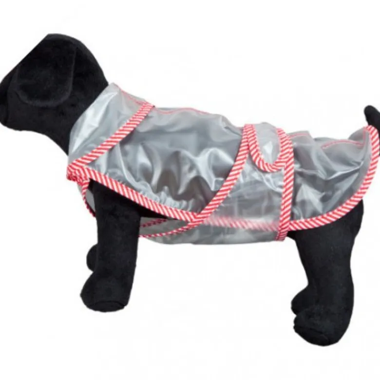 Impermeable transparente con filo a rayas