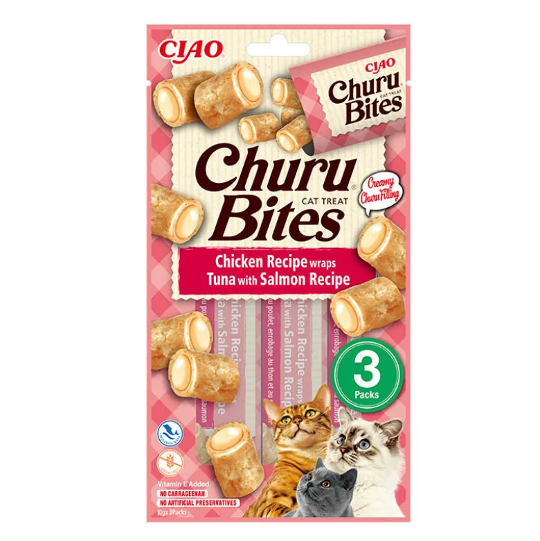 Inaba Churu Bites Wraps de Pollo y Atún con Salmón para Gatos