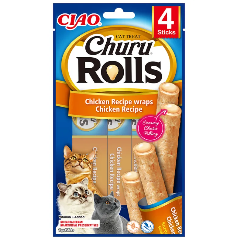 Inaba Churu Rolls Wraps de Pollo con Relleno de Pollo para Gatos