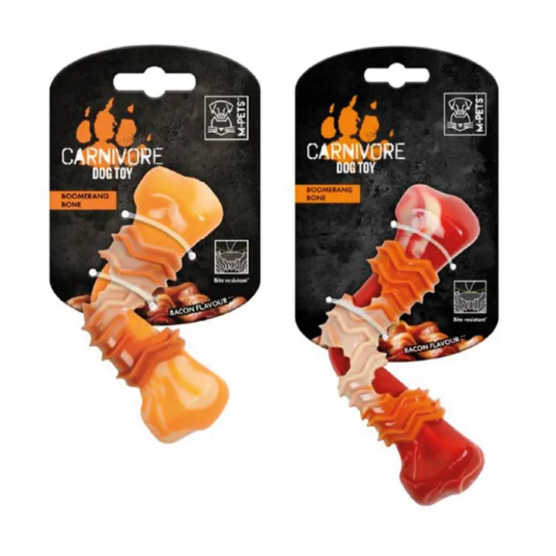 Juguete Carnivore Boomerang Bone Bacon para Perros