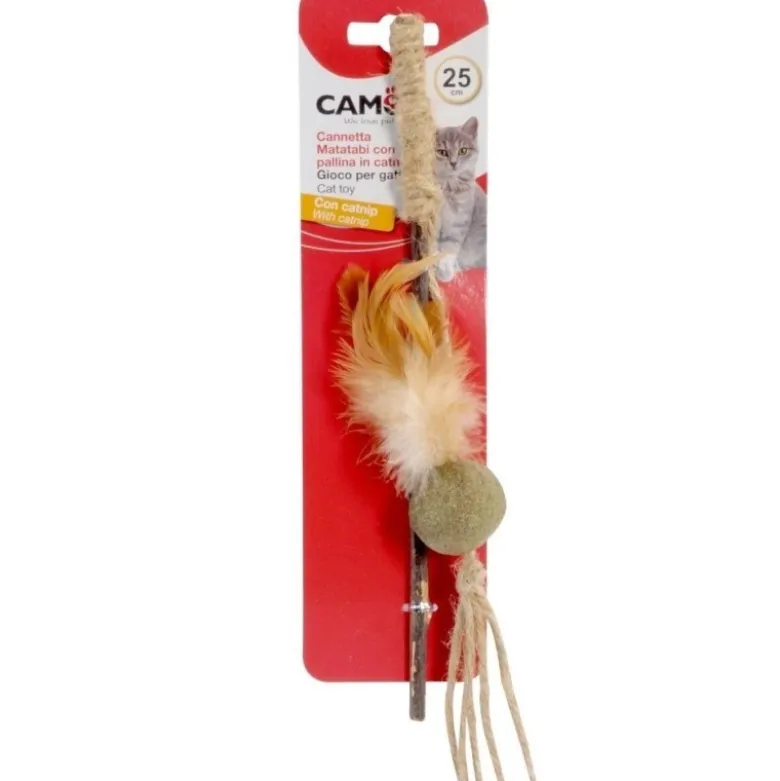 Juguete Pelota y Palo con Plumas 25cm
