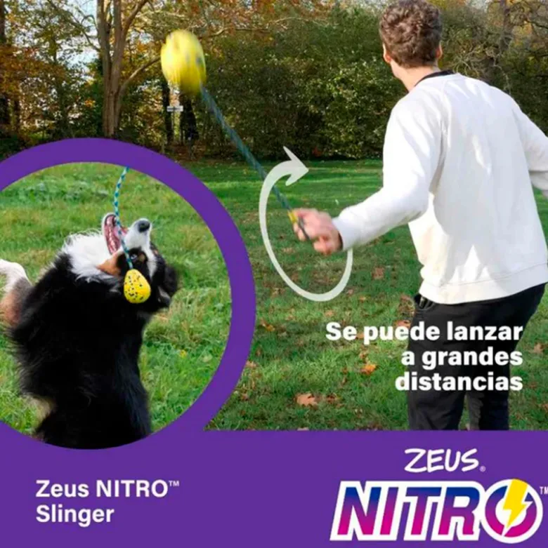Juguete Zeus Nitro Pelota Lastrada con Cuerda para Perros