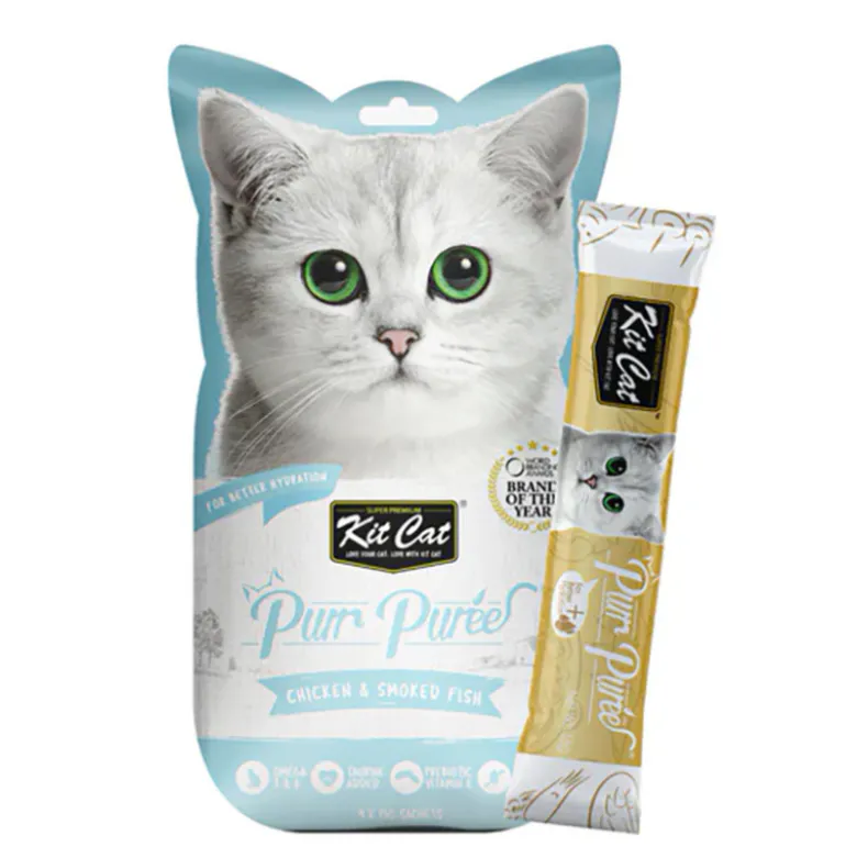 Kit Cat PurrPure Puré de Pollo y Pescado Ahumado para Gatos 60g