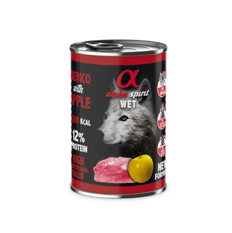 Lata Alpha Spirit Grain Free Cerdo y Manzana Amarilla 400gr