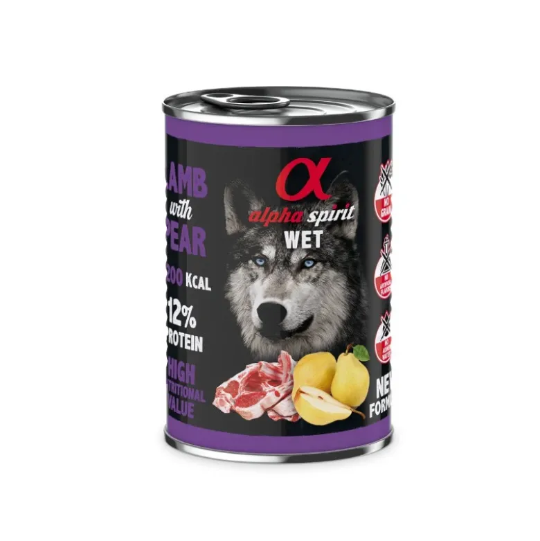 Lata Alpha Spirit Grain Free Cordero y Pera 400gr