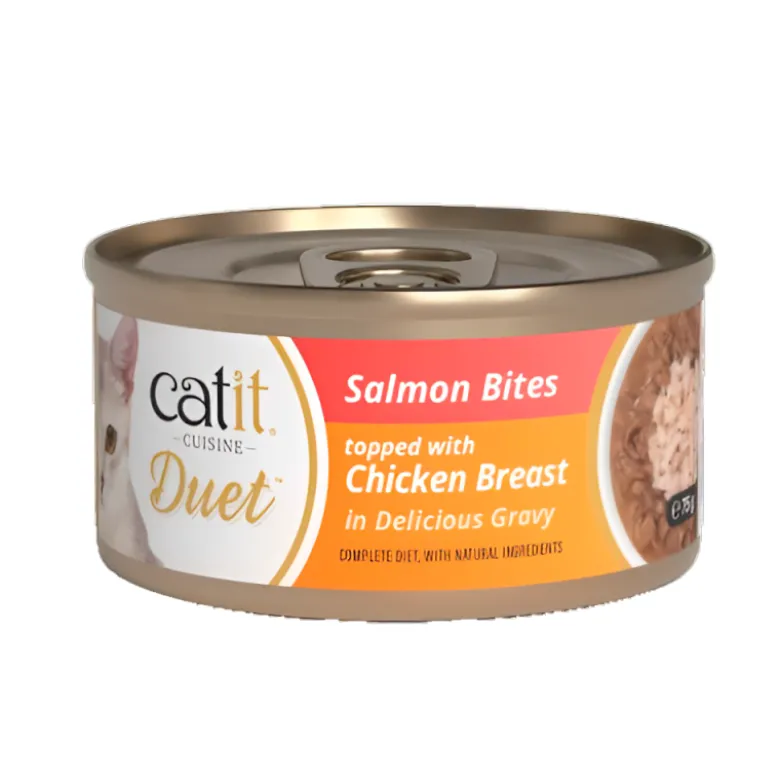 Lata Catit Cuisine Duet de Salmón con Pollo para Gatos