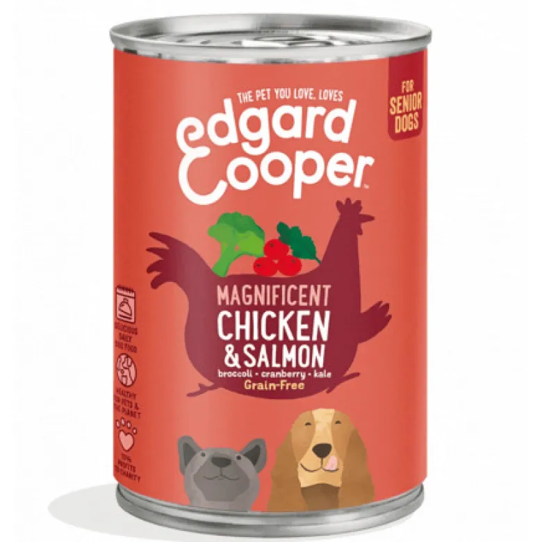 Lata Edgard Cooper Pollo y Salmón Senior 400gr