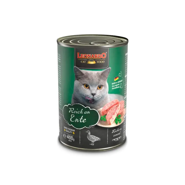 Lata Leonardo Feline Rico en Pato 800g