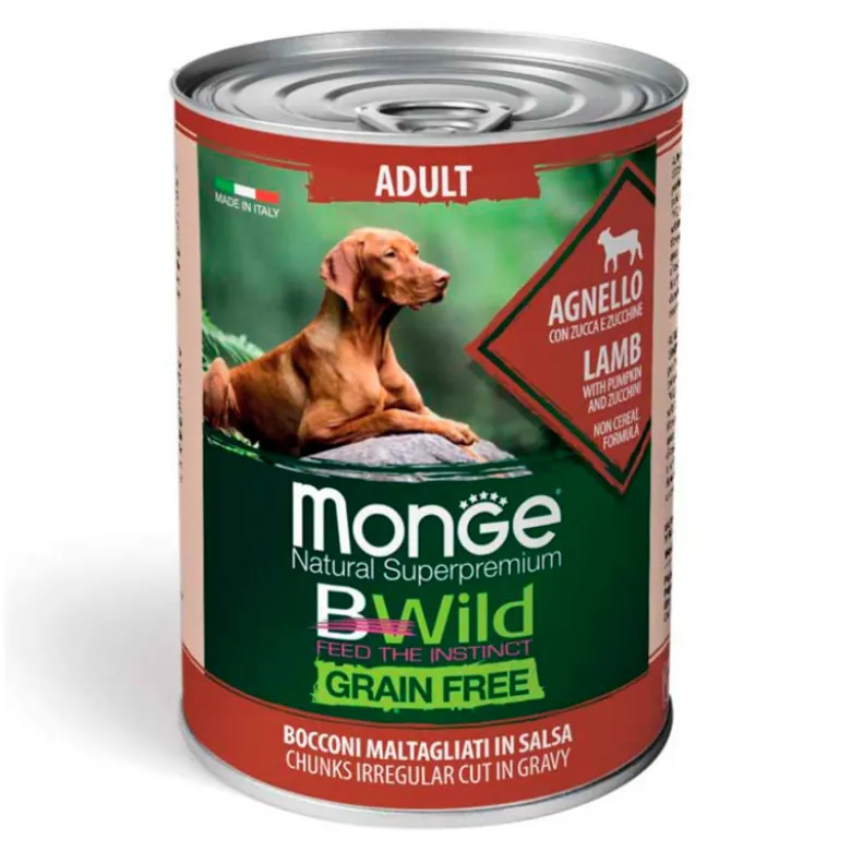 Lata Monge Bwild Adult Cordero en Salsa Para Perro 400g
