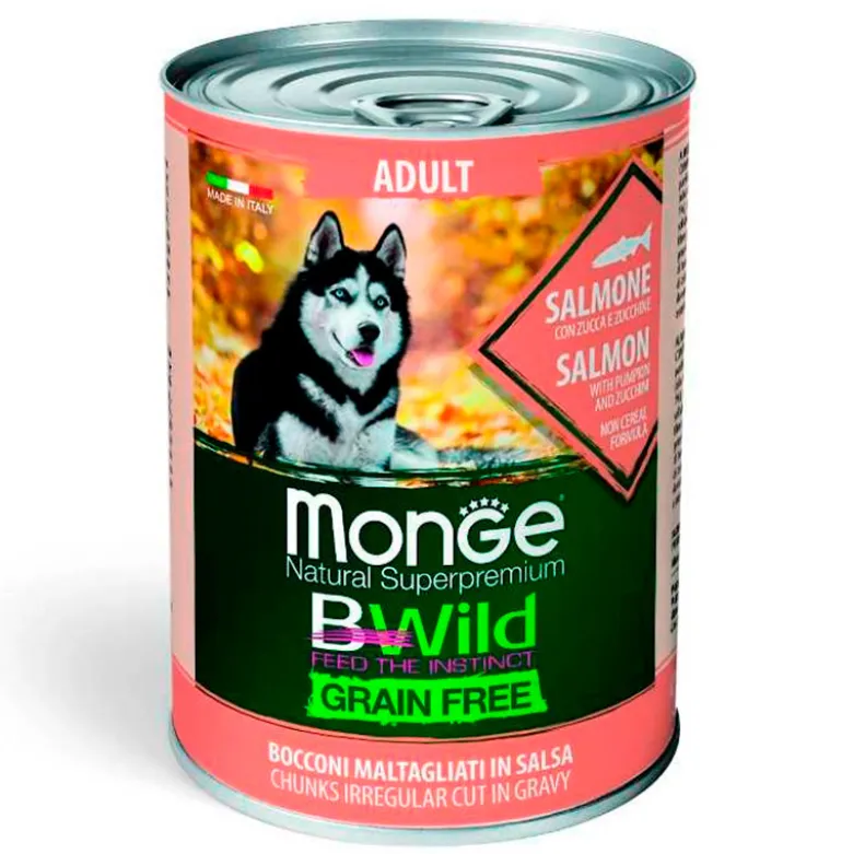 Lata Monge Bwild Adult Salmón en Salsa Para Perro 400g