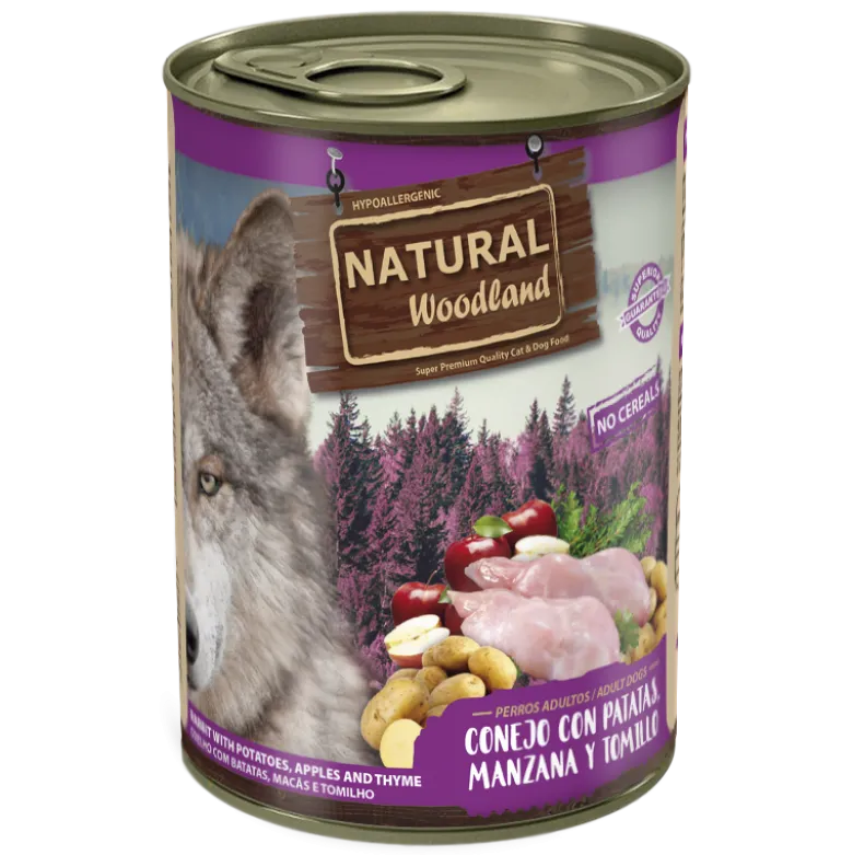 Lata Natural Woodland Conejo con Patatas, Manzana y Tomillo 400g