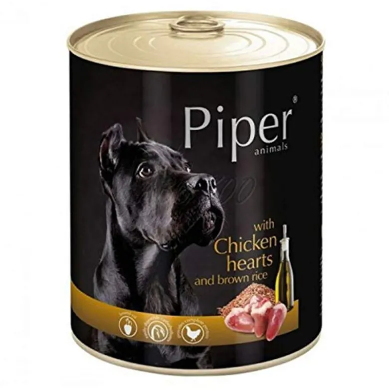 Lata Piper Corazones de Pollo y Arroz Integral para Perros