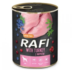 Lata Rafi Húmedo de Pavo y Arándanos para Perros