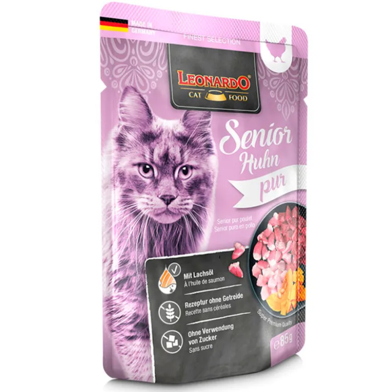Leonardo Senior Puro Pollo Sobre 85g para Gatos
