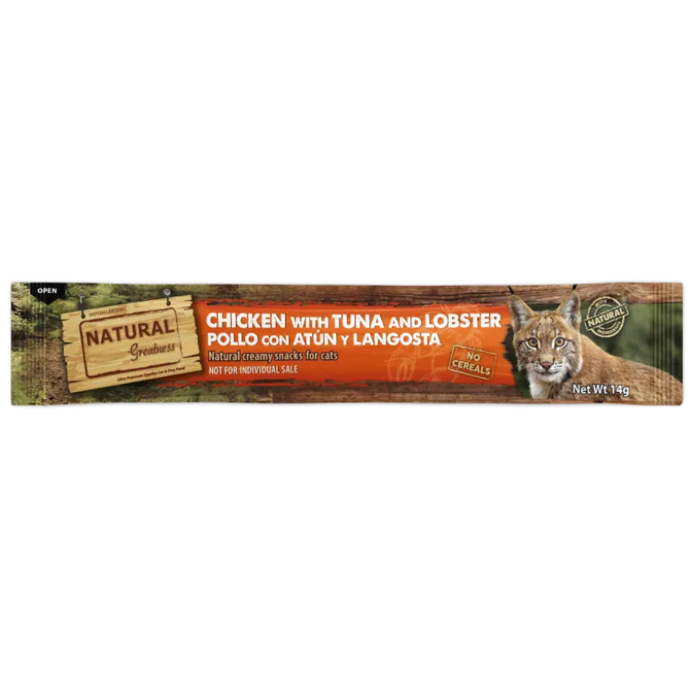 Natural Greatness Crema de Pollo con Atún y Langosta Snack para Gatos 56g
