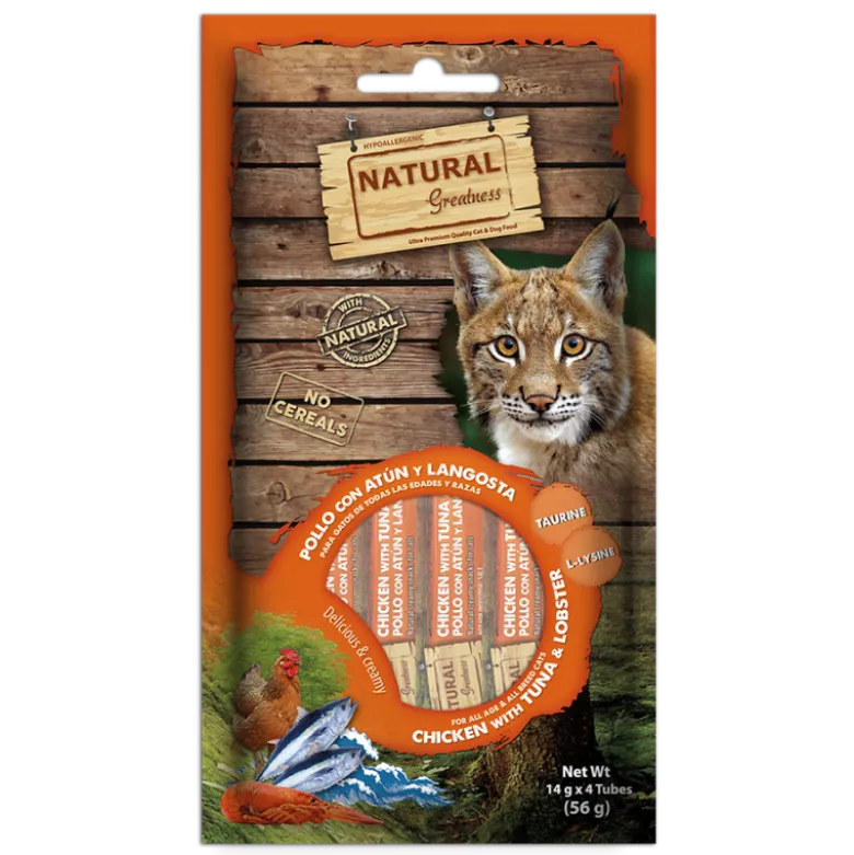 Natural Greatness Crema de Pollo con Atún y Langosta Snack para Gatos 56g