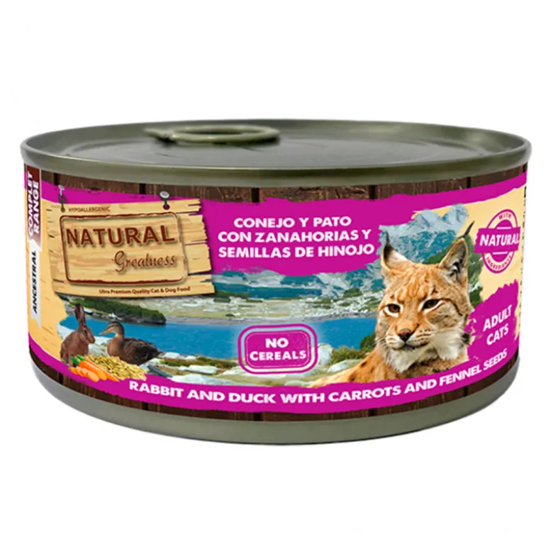 Natural Greatness Gato Conejo y Pato con Zanahorias y Semillas y Hinojo 185g