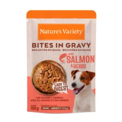 Nature's Variety Bocaditos en Salsa con Salmón y Hierbas para Perros Mini