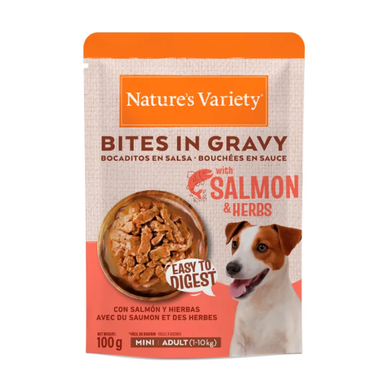 Nature's Variety Bocaditos en Salsa con Salmón y Hierbas para Perros Mini