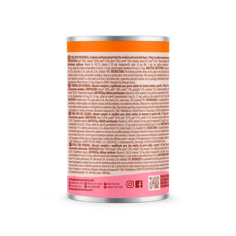 Nature's Variety Paté Ternera con Verduras para Perros Medium/Maxi
