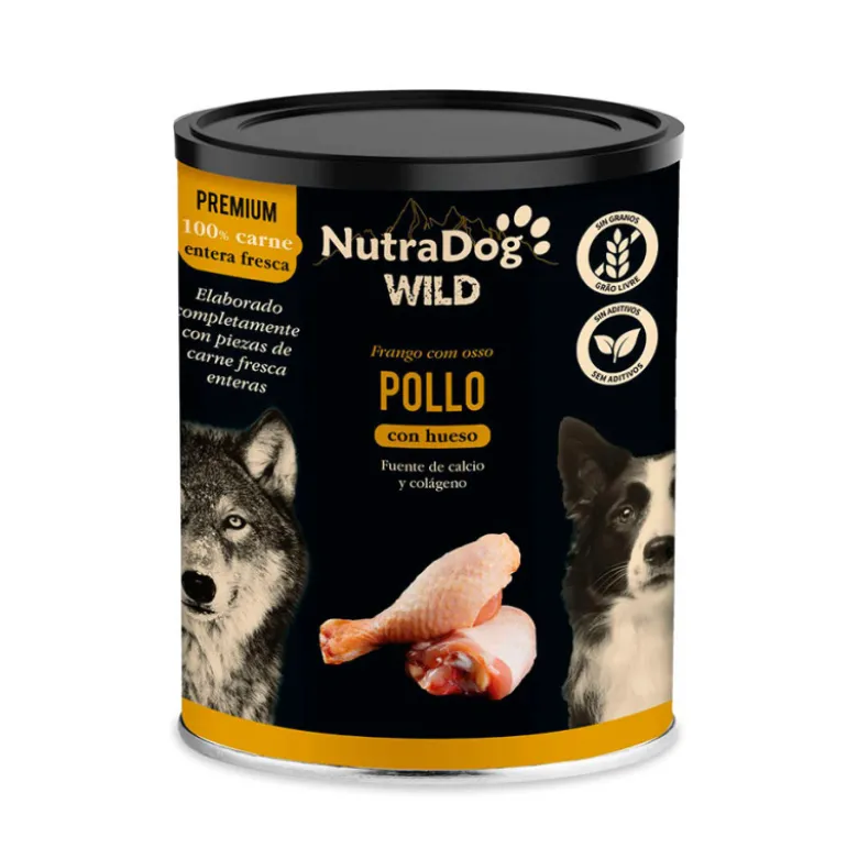 NutraDog Wild Premium Pollo con Hueso para Perros Lata 400g