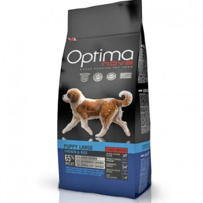 Optima Nova Cachorros Razas Grandes Pollo y Arroz