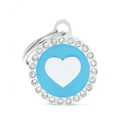 Placa Identificativa Corazón Azul Brillantes