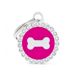 Placa Identificativa Hueso Fucsia Brillantes