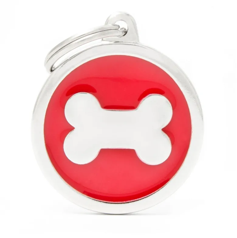 Placa Identificativa Perro Hueso Rojo