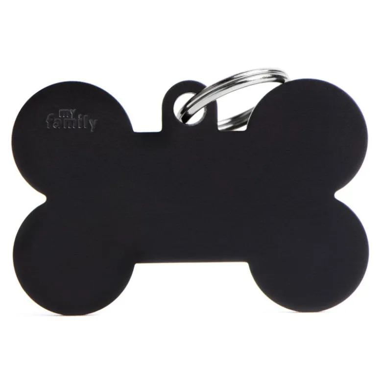 Placa Identificativa Perro Hueso Negra