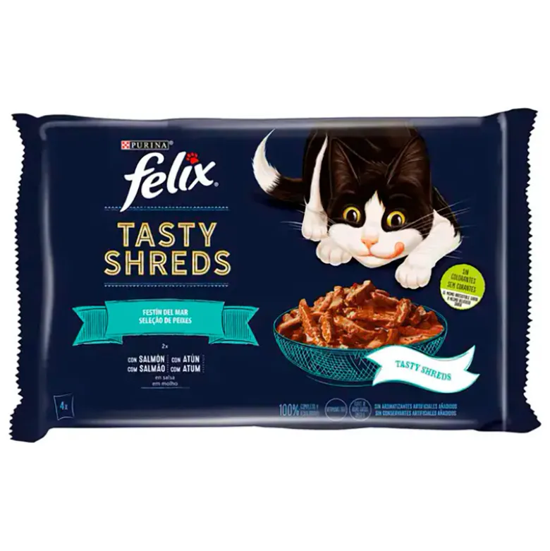 Purina Felix Tasty Shreds Festin del Mar 4x80g