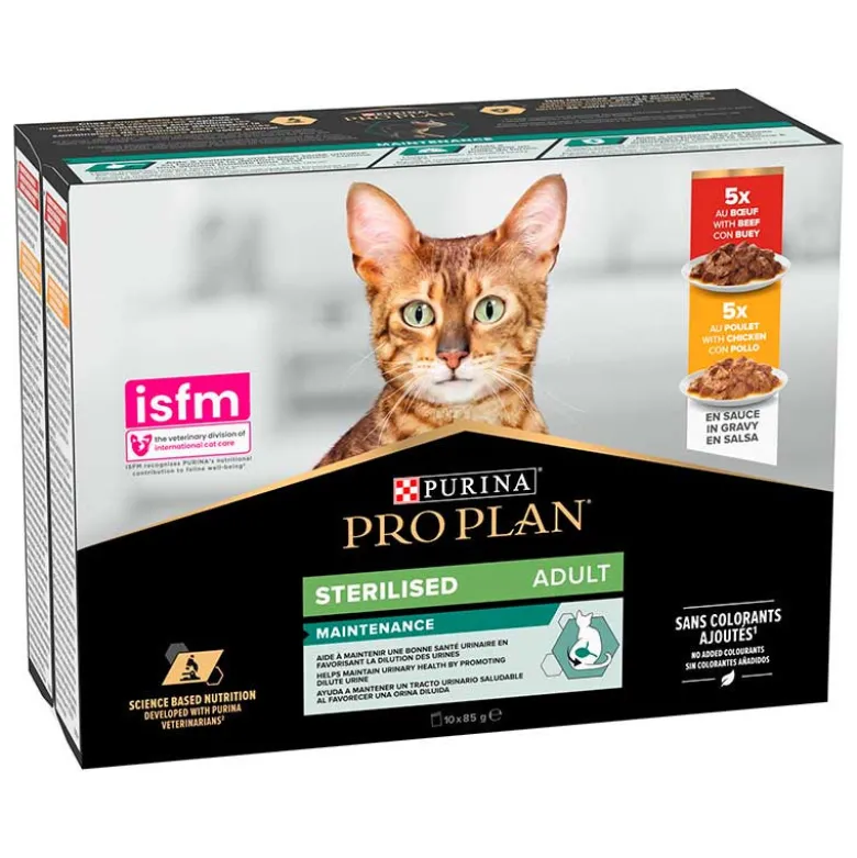 Purina Pro Plan Esterilizado Adulto Buey y Pollo para Gatos 10x85g